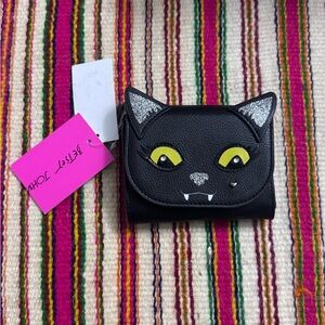 Betsey Johnson Black Cat Wallet with Glittery Ears